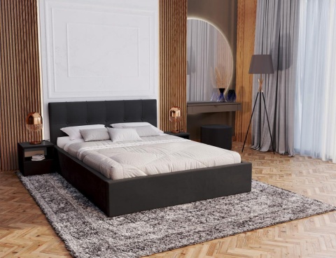 Łóżko tapicerowane RINO Welur Czarny 120x200 metalowy stelaż