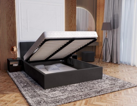 Łóżko tapicerowane RINO Welur Czarny 120x200 metalowy stelaż