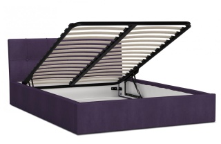 Łóżko tapicerowane RINO Welur Fioletowy 160x200 metalowy stelaż