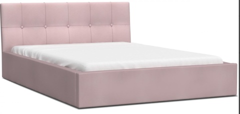 Łóżko tapicerowane RINO Welur Pudrowy Róż 140x200 metalowy stelaż
