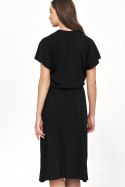 Sukienka Czarna wiskozowa sukienka o kimonowym kroju S222 Black - Nife Nife