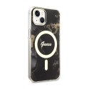 Guess Golden Marble MagSafe - Etui iPhone 14 (Czarny)