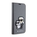 Karl Lagerfeld Booktype NFT Saffiano Karl & Choupette - Etui iPhone 14 (Srebrny)