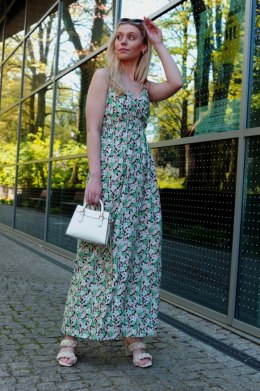 Flolala Green/Zielona letnia zwiewna sukienka maxi na ramiączkach Merribel rozmiar - L/XL MULTI