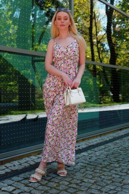 Flolala Pink/Różowa letnia zwiewna sukienka maxi na ramiączkach Merribel rozmiar - L/XL MULTI