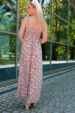 Flolala Pink/Różowa letnia zwiewna sukienka maxi na ramiączkach Merribel rozmiar - S/M MULTI