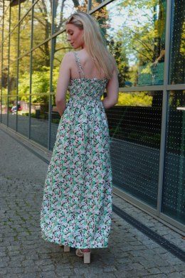 Flolala Green/Zielona letnia zwiewna sukienka maxi na ramiączkach Merribel rozmiar - S/M MULTI