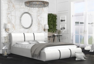 Łóżko tapicerowane FUSION Welur BIAŁY 180x200 METALOWY STELAŻ
